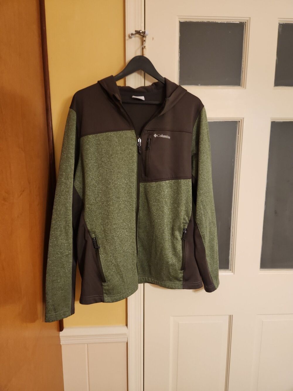 Columbia Men's Green Full-Zip Fleece-Lined Hooded Jacket Size L